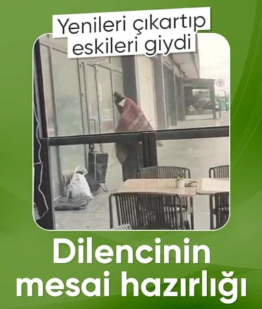İstanbul'da kıyafetlerini değiştirip dilenen kadın kameraya yansıdı