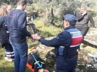 Aytın'da zeytinlik bakmaya gittiği arazide düştü