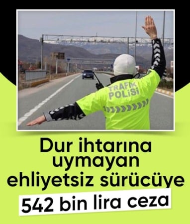 Denizli'de 'dur' ihtarına uymayan sürücüye rekor ceza