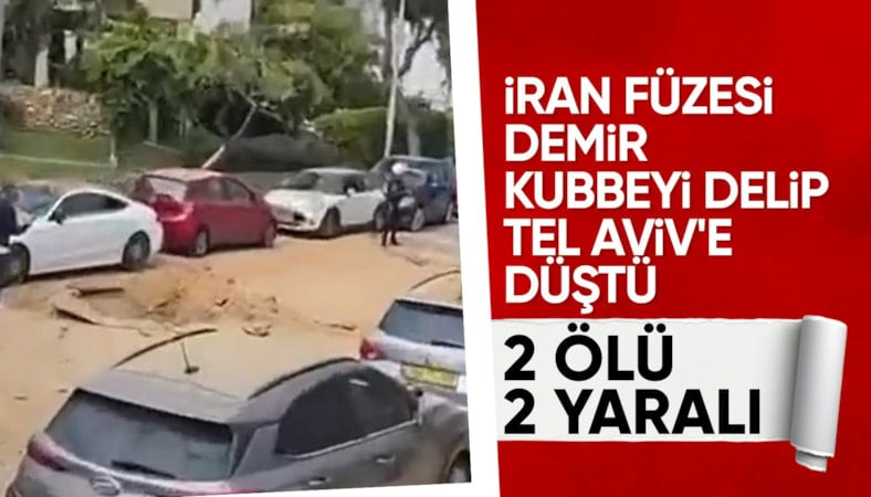 İran’ın İsrail merkezine düzenlediği saldırı anı