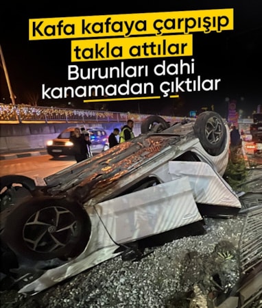 Manisa'da takla atan araçlardan burunları dahi kanamadan çıktılar