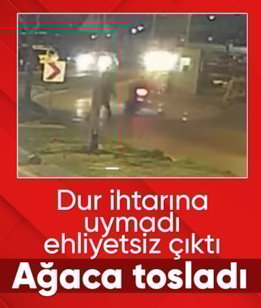 İstanbul'da 'dur' ihtarına uymayan sürücü ağaca çarptı