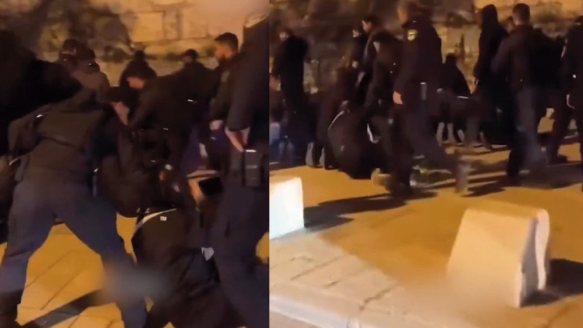İsrail polisinden namaz kılan Filistinlilere sert müdahale
