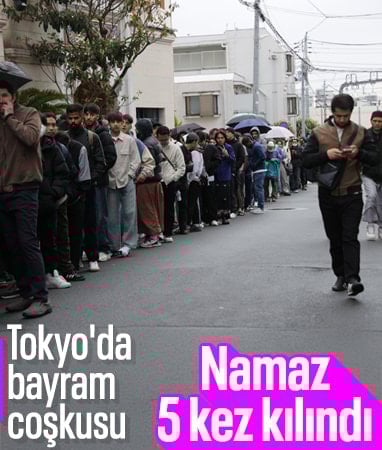 Japonya'daki Tokyo Camii'nde bayram namazı yoğunluğu: 5 kez kılındı