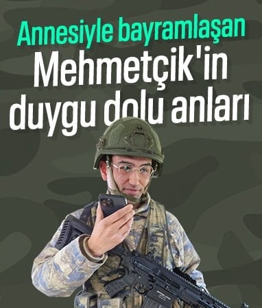 Eskişehir'de ailesiyle bayramlaşan Mehmetçik'in duygu dolu anları