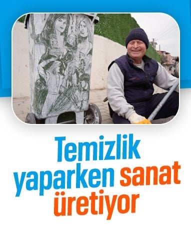 Kocaeli'de hem temizlik yapıyor hem sanat