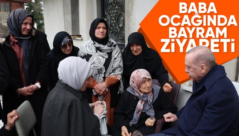 Cumhurbaşkanı Erdoğan, memleketi Rize’de komşuları ile bayramlaştı