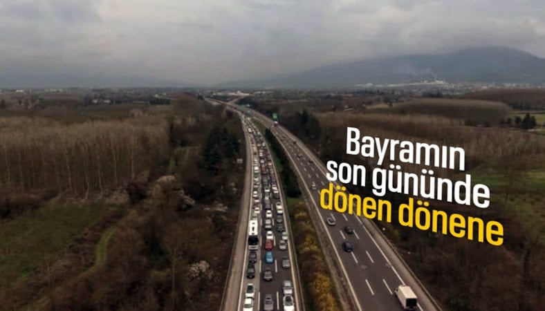 Düzce'de dönüş yoğunluğu havadan görüntülendi