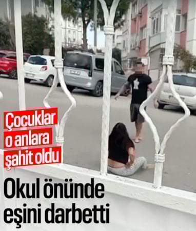 İzmir'de okul önünde kadına şiddet: Çocuklar o anlara şahit oldu