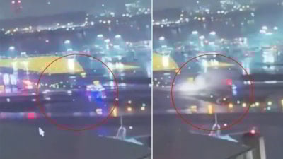 ABD'de iniş yapan yolcu uçağı hizmet aracına çarptı