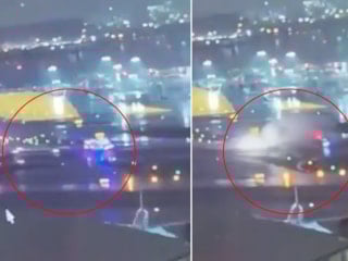 ABD'de iniş yapan yolcu uçağı hizmet aracına çarptı