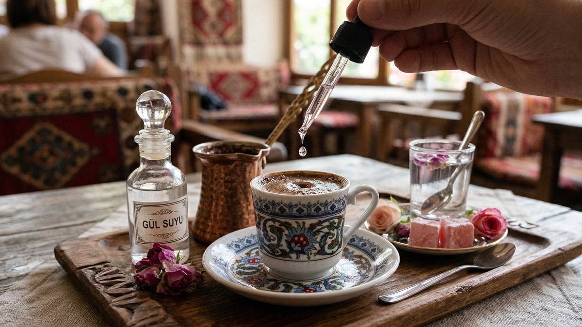 Türk kahvesine birkaç damla gül suyu eklemenin etkisi