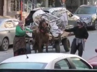 İstanbul'da aşırı yük taşıtılan ata sopa ve kemerli şiddet kamerada