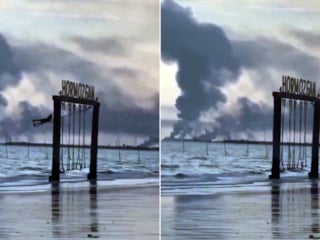 Hürmüz kıyılarında yürek burkan görüntü: Savaşın gölgesinde salıncakta bir çocuk