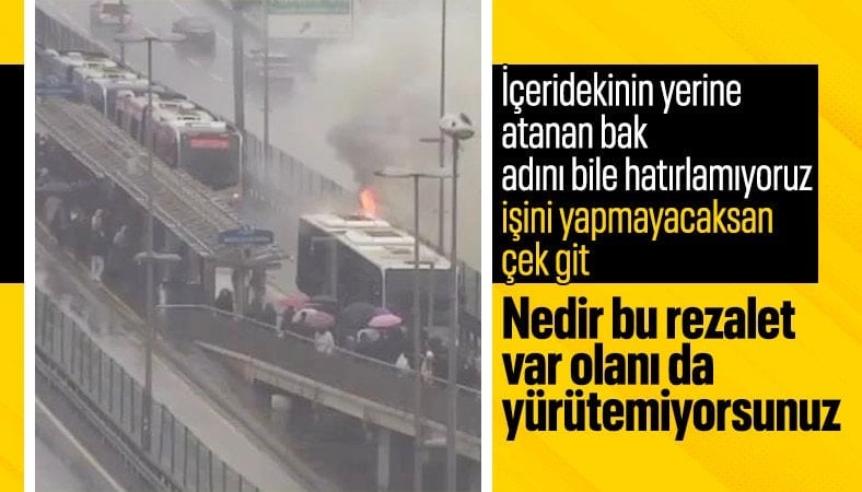 İstanbul'da metrobüste yangın çıktı