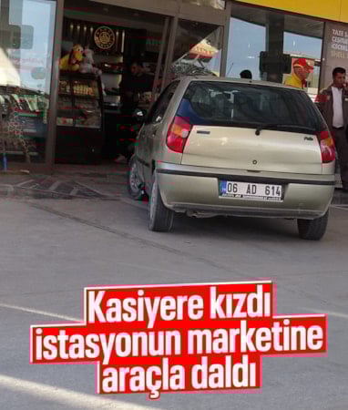 Malatya'da kasiyerle tartışan şahıs araçla akaryakıt istasyonuna daldı