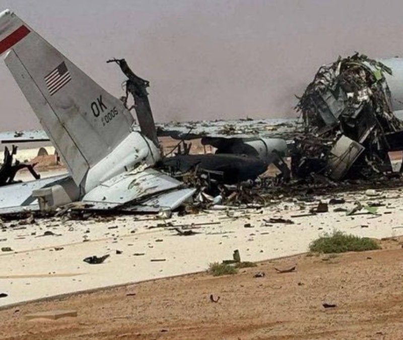 ABD'nin Suudi Arabistan'da vurulan uçağının görüntüleri paylaşıldı