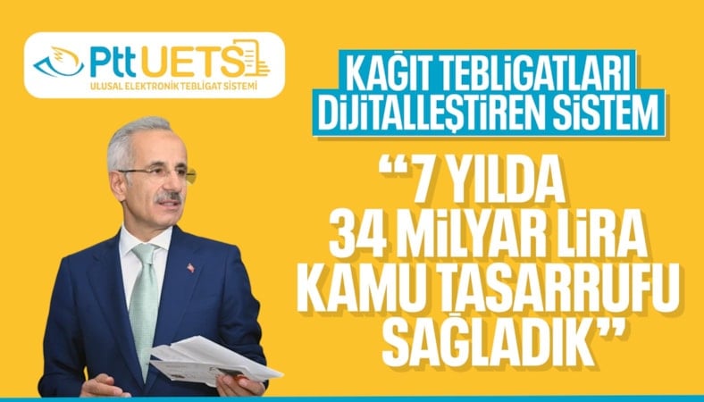 'UETS ile 365 milyon elektronik tebligat gönderildi'
