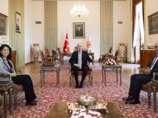 DEM Parti heyeti, TBMM Başkanı Numan Kurtulmuş ile görüştü