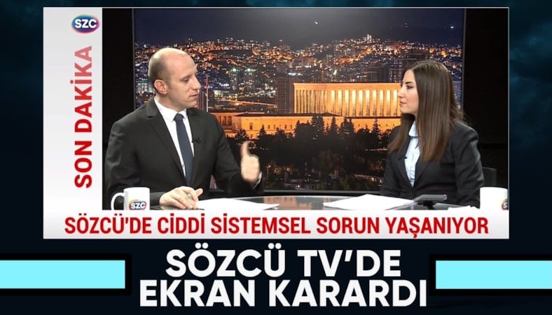 Sözcü TV'de teknik aksaklık nedeniyle ekran karardı, yayın yapılamıyor