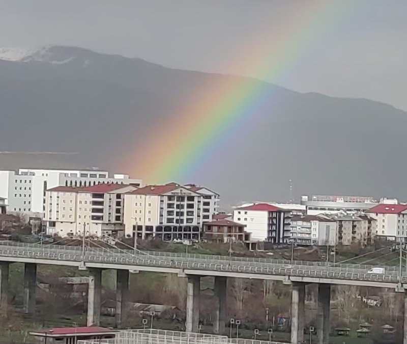 Bingöl’de yağmur sonrası gökkuşağı görsel şöleni