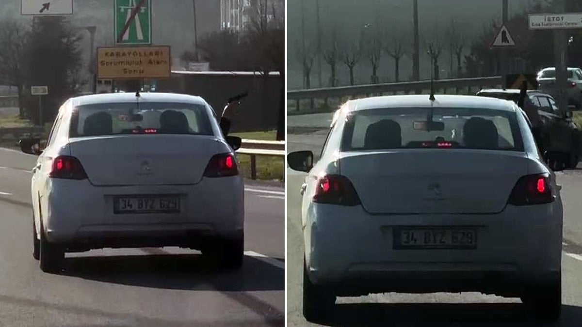 İstanbul trafiğinde "pes" dedirten anlar: Seyir halinde camdan çıkardığı silahı salladı