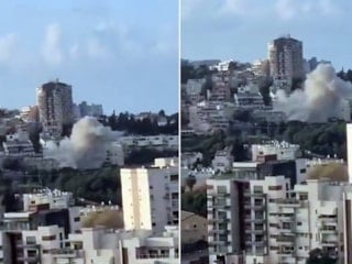 İran'ın İsrail'in Hayfa kentini vurduğu anlar kamerada