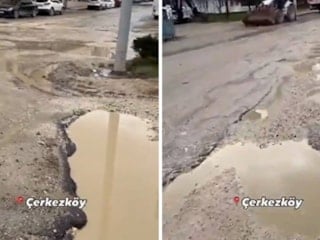 CHP'li Çerkezköy'de bozuk yolları vatandaşlar onarmaya başladı