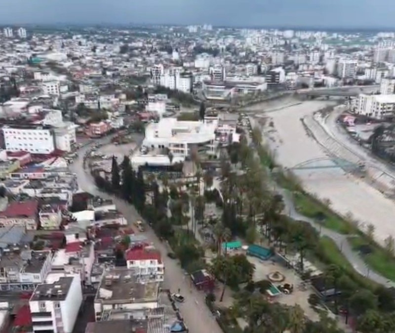 Osmaniye'de sel felaketi havadan görüntülendi