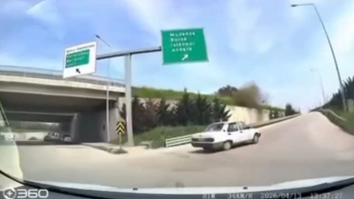 Bursa’da ters yönden giren sürücü kamerada