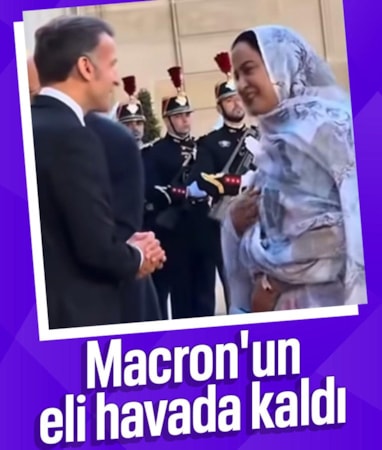 Moritanya Cumhurbaşkanı'nın eşi Macron'un elini havada bıraktı