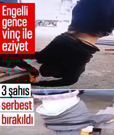 Ankara'da engelli genci ayaklarından vince bağlayan 3 kişi tahliye edildi