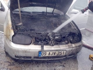 Aydın'da seyir halindeki otomobilde yangın