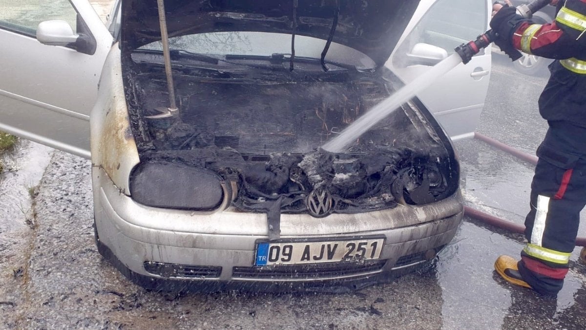 Aydın'da seyir halindeki otomobilde yangın