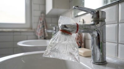 Suyu yavaş akan musluklar için kesin çözüm: Bir poşet bağlamak yetiyor