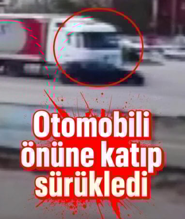 Amasya'da tırın otomobili önüne katıp sürüklediği kaza kamerada