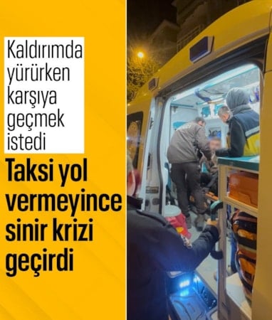 Tekirdağ'da taksi yol vermedi, kriz geçirdi