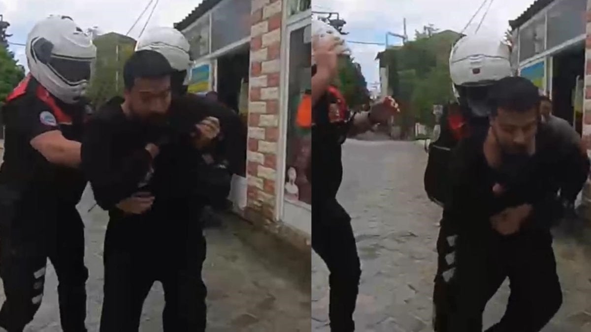 Mersin'de boğazına şeker kaçan motorcuyu polislerin Heimlich manevrası kurtardı