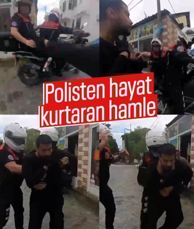 Mersin'de boğazına şeker kaçan motorcuyu polislerin Heimlich manevrası kurtardı