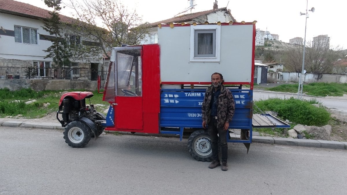 Malatya’da tarım aracını karavana çevirdi