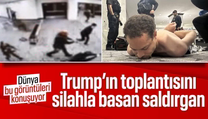 Trump paylaştı: Silahlı saldırganın salona girdiği anlar