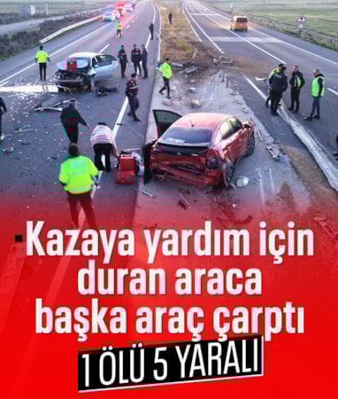 Aksaray'da refüje devrilen tır kazası, zincirleme kazaya dönüştü