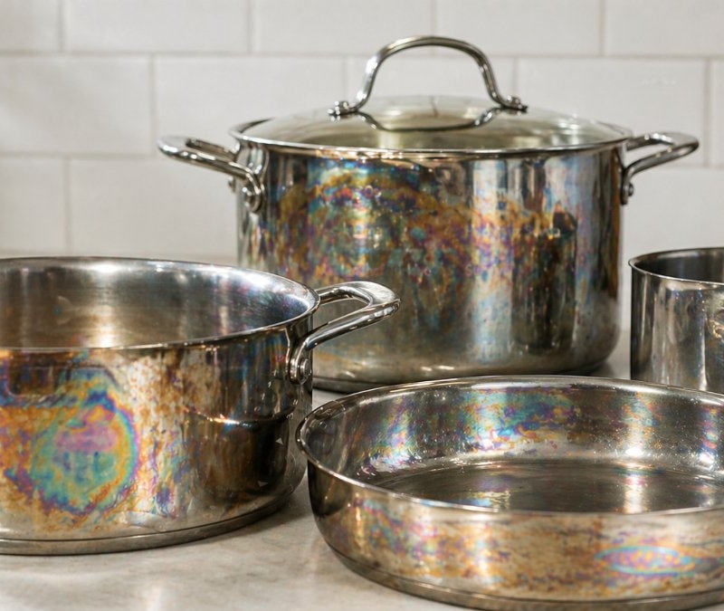 Çelik tencerede gökkuşağı lekeleri neden olur, zararlı mıdır?