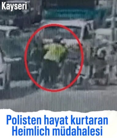 Kayseri'de motosikletli kuryeyi polisler Heimlich manevrasıyla kurtardı