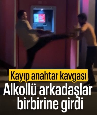 Edirne'de alkol alan iki arkadaşın kayıp anahtar kavgası kameraya yansıdı