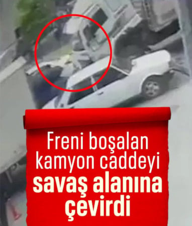 İstanbul Bağcılar'da freni boşalan kamyon 8 araca zarar verdi