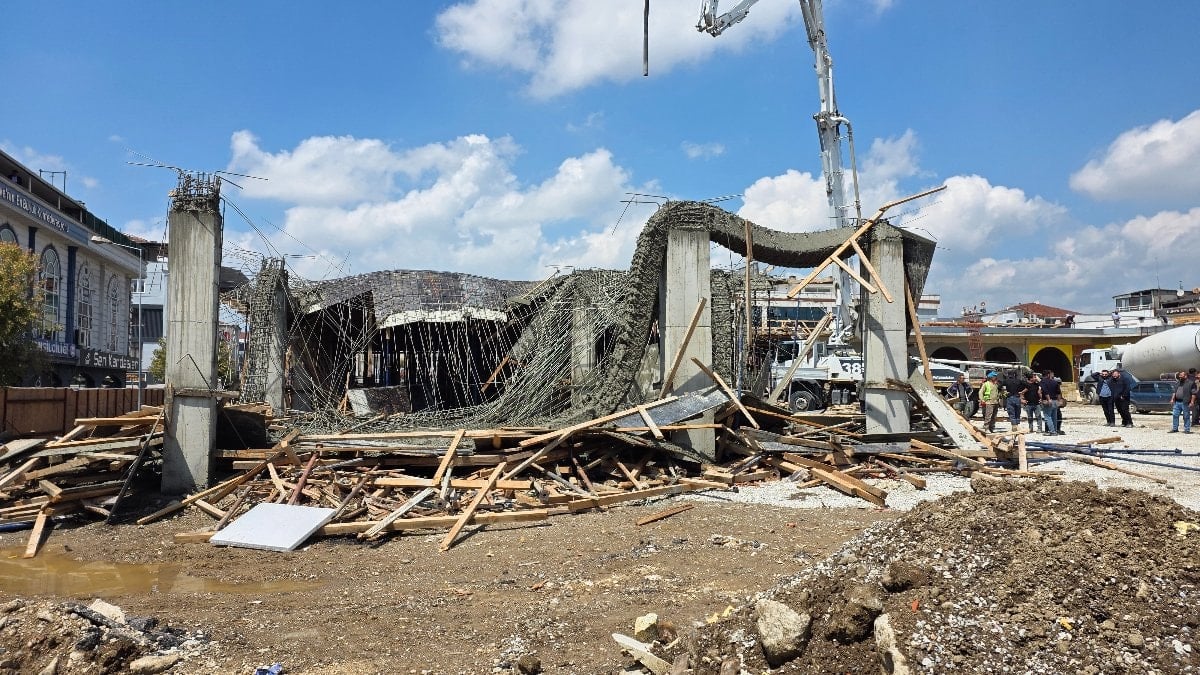 Düzce'de inşatta beton dökülürken kalıbın çökmesi sonucu 1 işçi yaralandı
