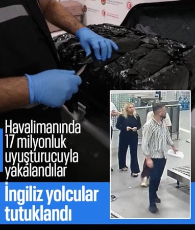 İstanbul Havalimanı'nda 2 İngiliz turist 19 kilogram uyuşturucuyla yakalandı