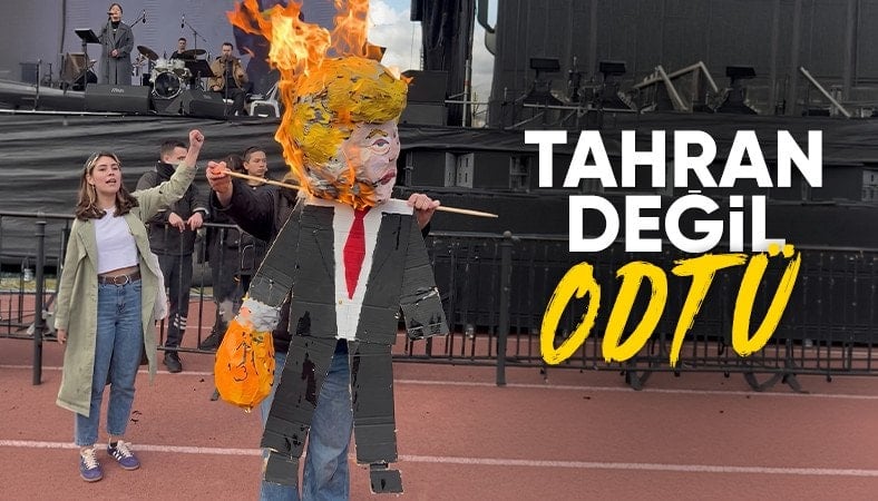 ODTÜ'de ABD Başkanı Trump'ın kuklası ateşe verildi