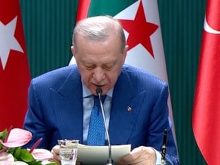 Cumhurbaşkanı Erdoğan, Cezayirli mevkidaşı ile ortak basın toplantısında konuşuyor
